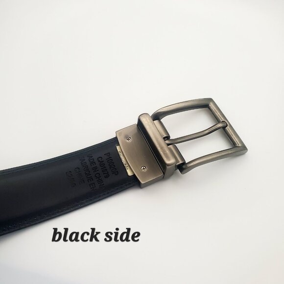 Perry Ellis Reversible Belt Brown & Black Belt Ornate Metal Accent Dressy Casual - Picture 10 of 10